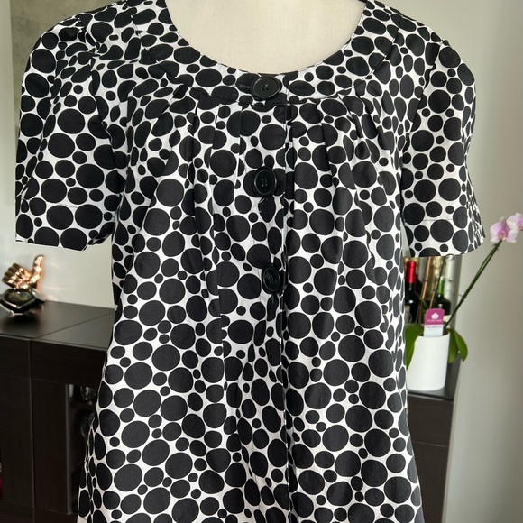 Black and white vintage polka dotted top XL - Picture 2 of 5